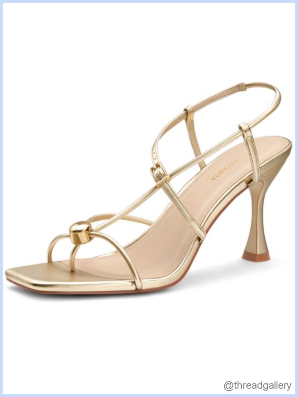 Strappy Heeled Sandals Square Open Toe Thong Buckle Kitten Heel